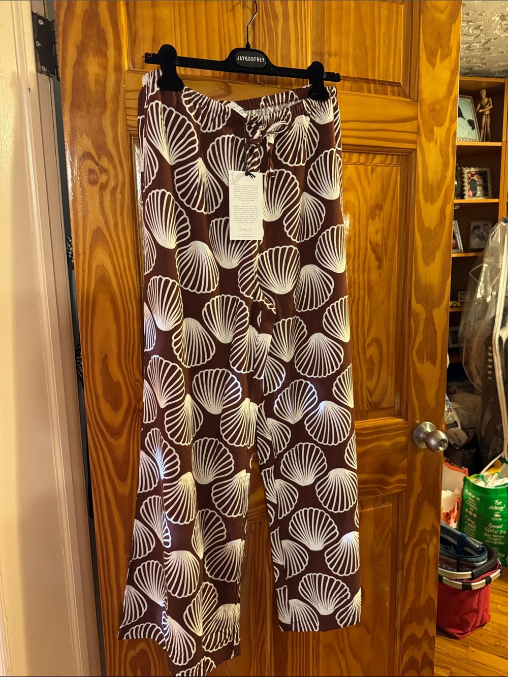 Sincerely Jules Brown Pants with White Shell Print